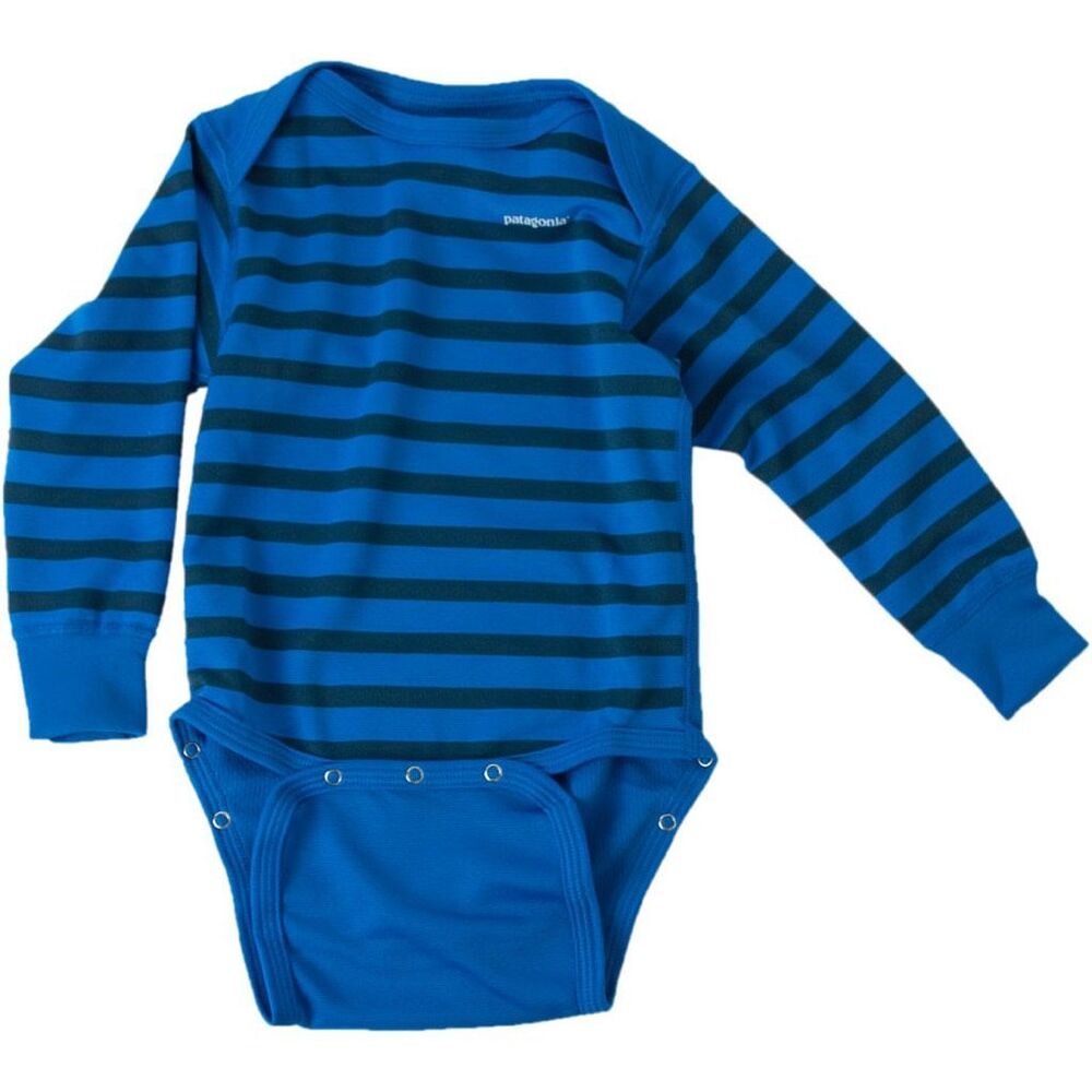 Patagonia Blue and Navy Striped Long-Sleeve Baby Bodysuit